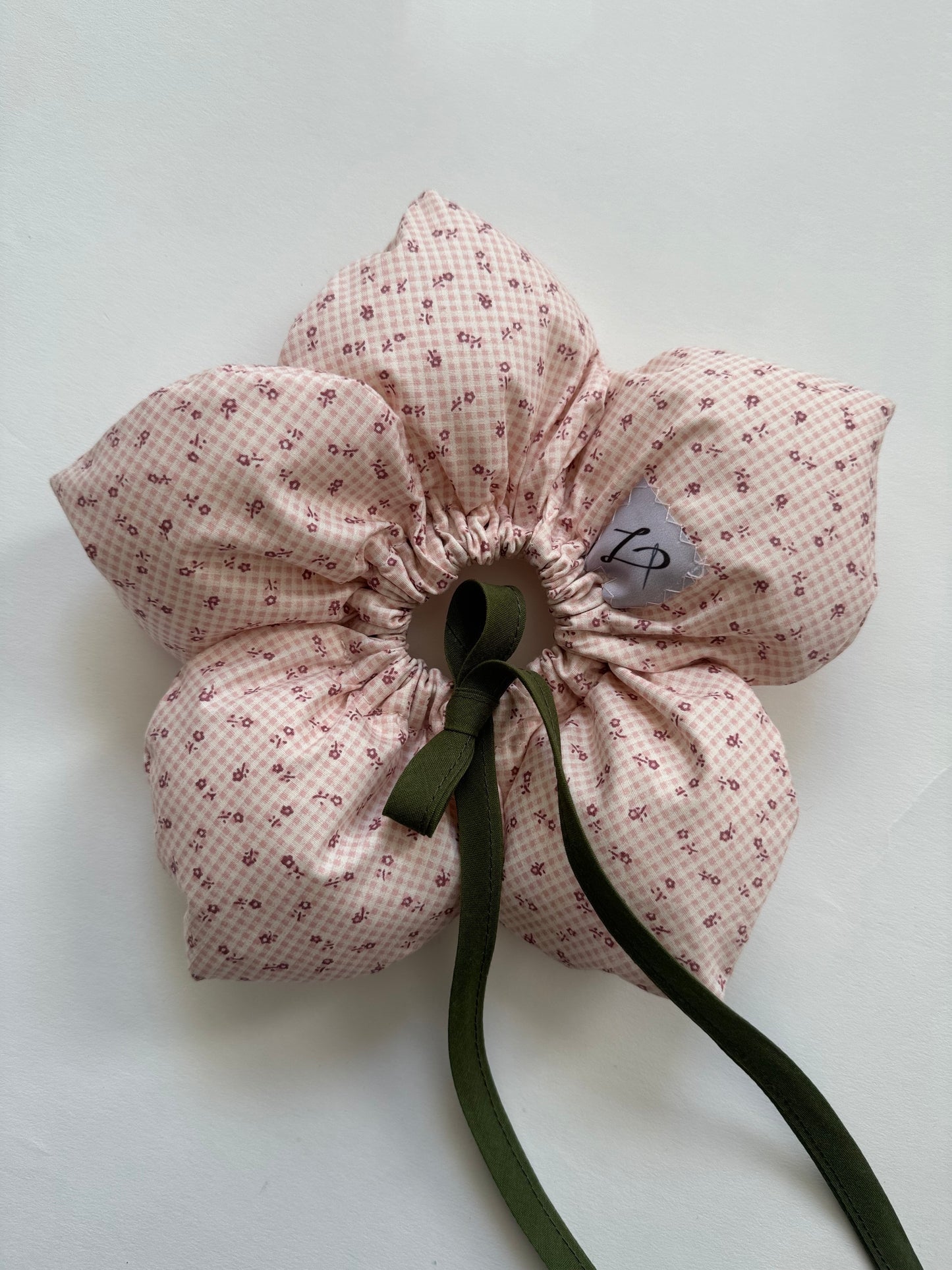 The Sampaguita Scrunchie - Pink Floral Gingham