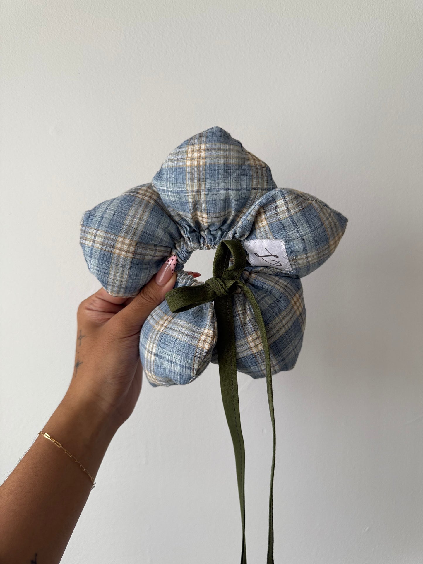 The Sampaguita Scrunchie - Blue Plaid