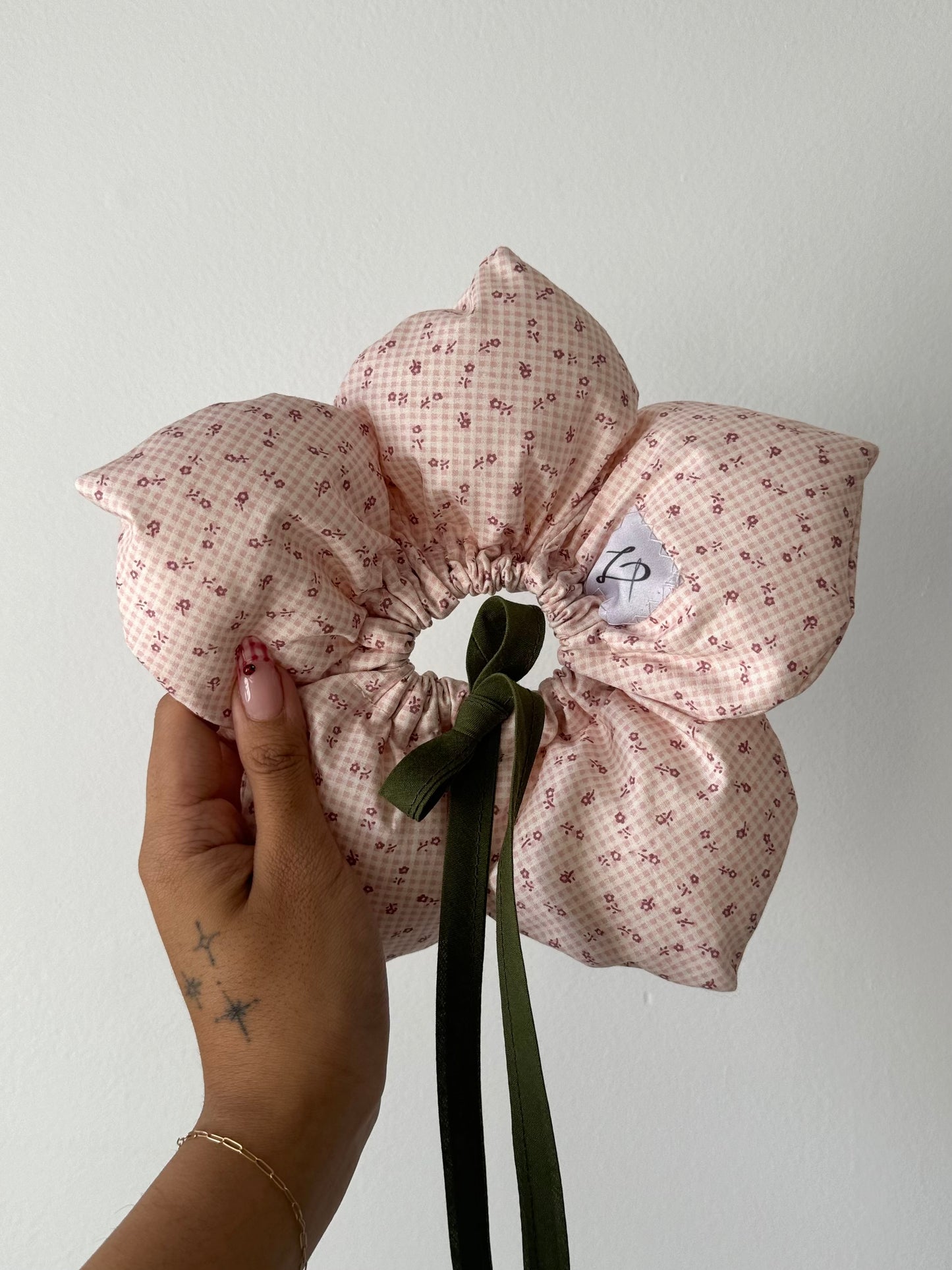The Sampaguita Scrunchie - Pink Floral Gingham